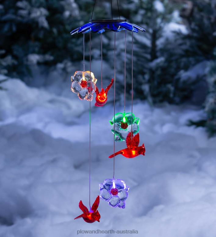 Plow & Hearth Color-Changing Solar Mobile With Cardinals And Flowers P22BD303 Yard & Garden