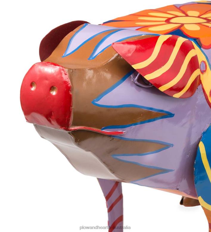 Plow & Hearth Colorful Folk Art Pig Side Table P22BD173 Yard & Garden