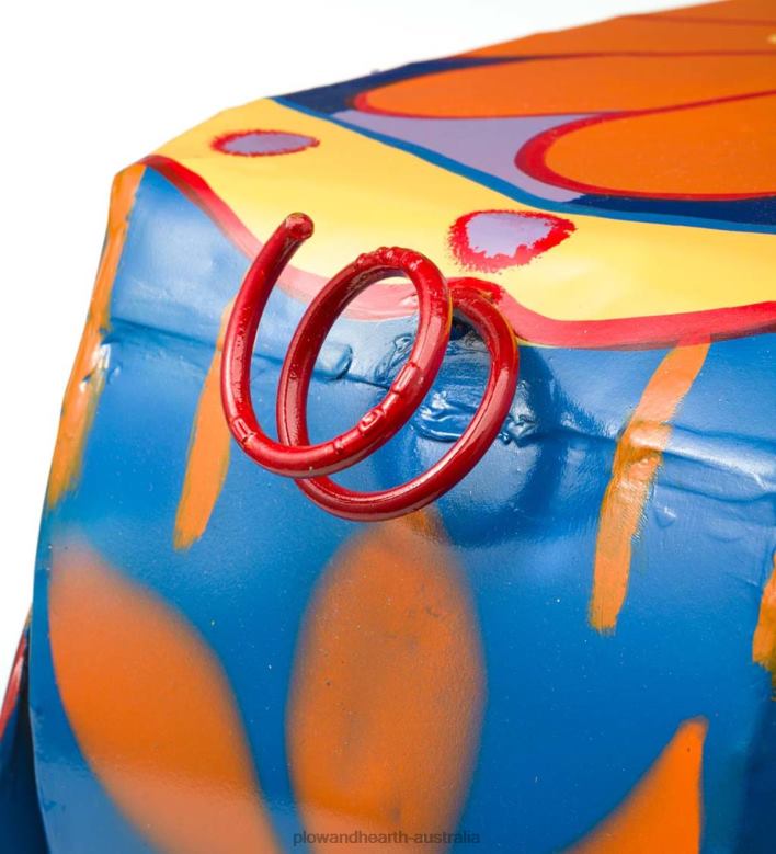 Plow & Hearth Colorful Folk Art Pig Side Table P22BD173 Yard & Garden