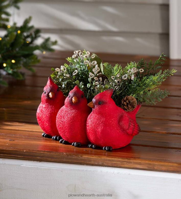 Plow & Hearth Indoor/Outdoor Cardinal Trio Planter P22BD85 Yard & Garden