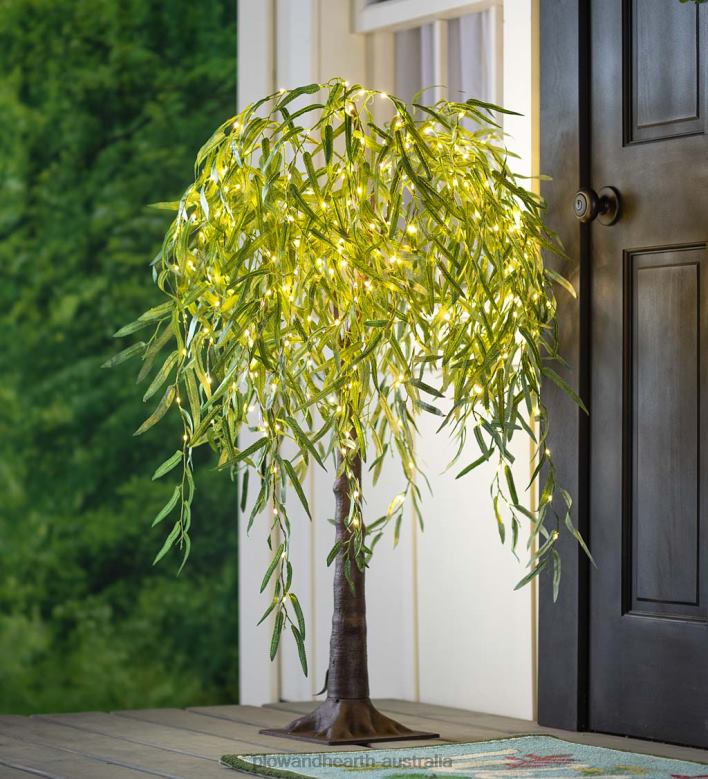 Plow & Hearth Indoor/Outdoor Lighted Green Willow Trees P22BD195 Yard & Garden