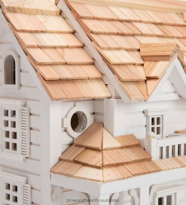 Plow & Hearth Kingsgate Cottage Lighted Birdhouse and Pedestal Pole Set P22BD80 Yard & Garden