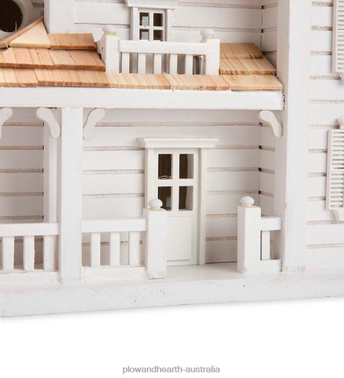 Plow & Hearth Kingsgate Cottage Lighted Birdhouse and Pedestal Pole Set P22BD80 Yard & Garden