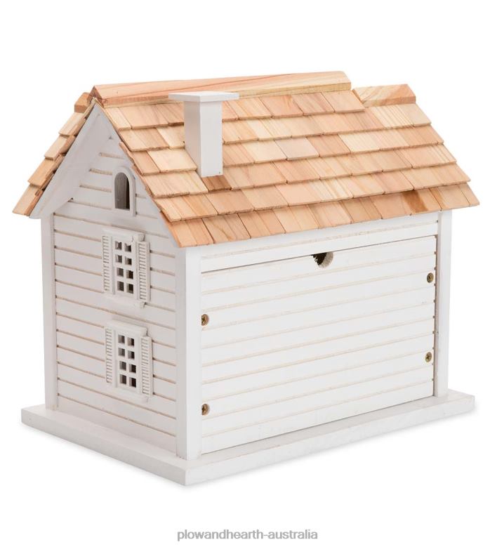 Plow & Hearth Kingsgate Cottage Lighted Birdhouse and Pedestal Pole Set P22BD80 Yard & Garden