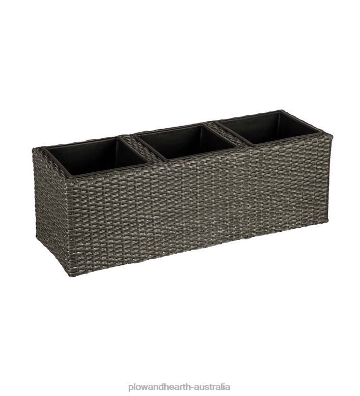 Plow & Hearth Resin Planter with 3 Dividers and 3 Plastic Pots P22BD407 Yard & Garden