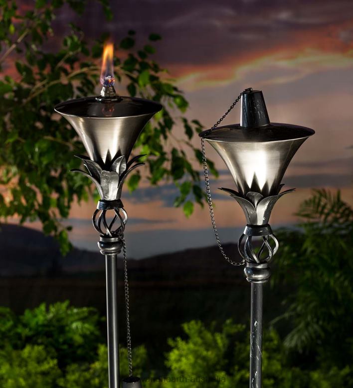 Plow & Hearth Steel Garden Torches, Set of 2 - Nickel P22BD204 Yard & Garden