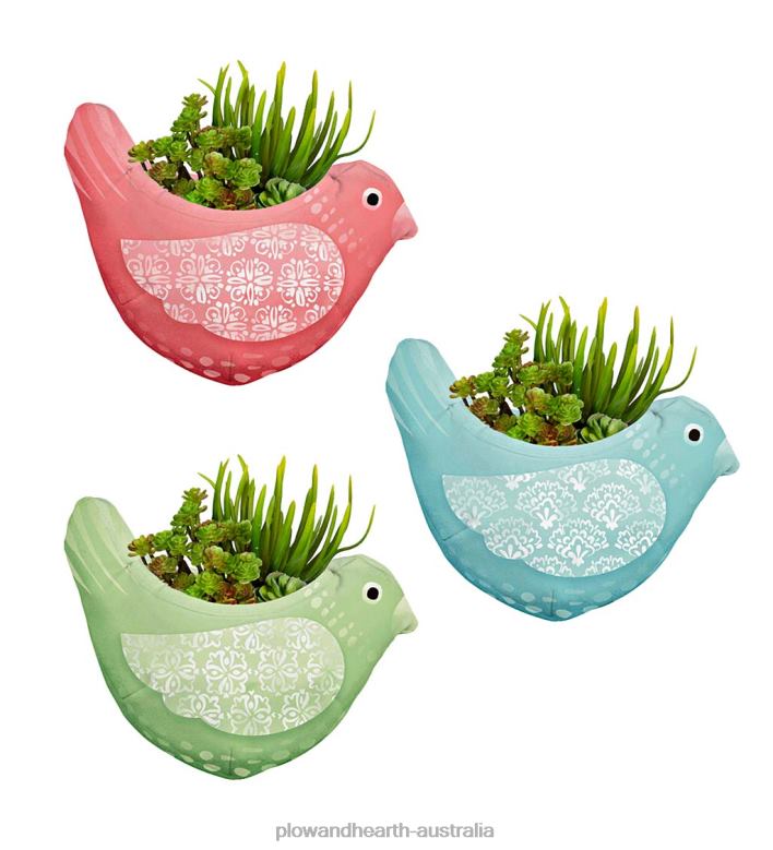 Plow & Hearth Whimsical Bird Fabric Wall Planters, Set of 3 P22BD188 Yard & Garden