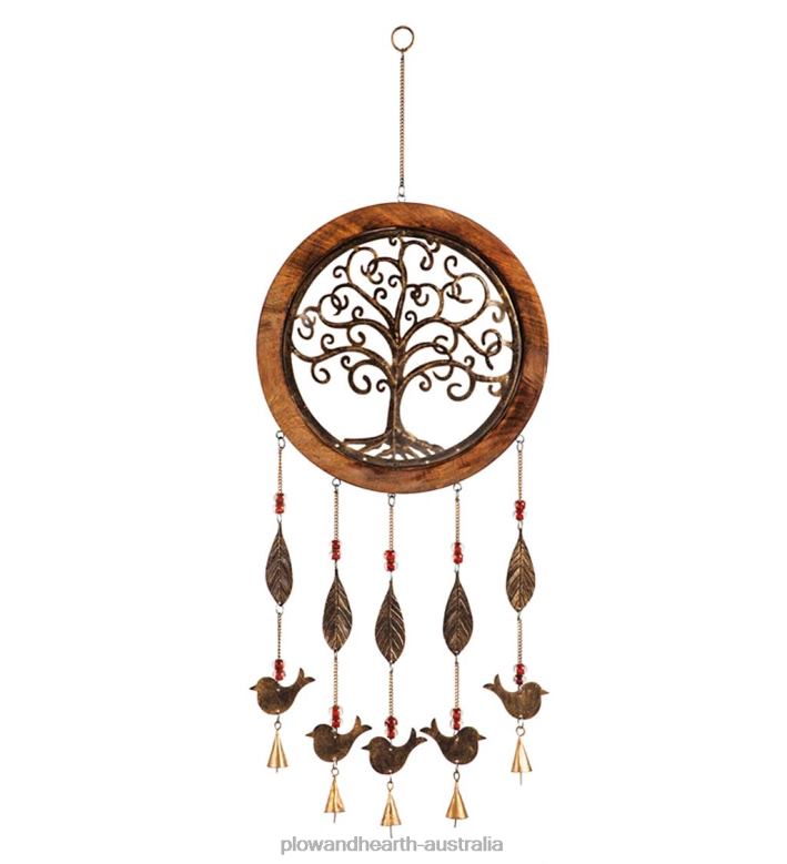 Plow & Hearth Wood and Metal Tree of Life Garden Bell P22BD274 Yard & Garden