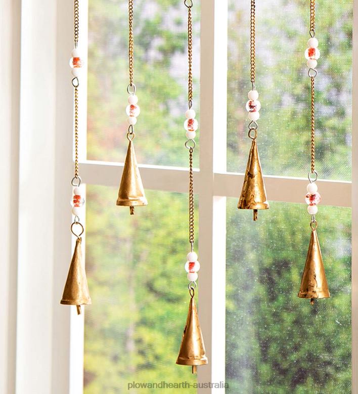 Plow & Hearth Wooden Sun Dreamcatcher Wind Chime with Bells P22BD314 Yard & Garden