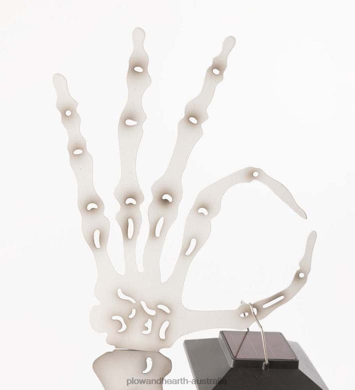 Plow & Hearth Halloween Skeleton Arm Metal Stakes with Solar Lanterns, Set of 2 P22BD133 Yard & Garden