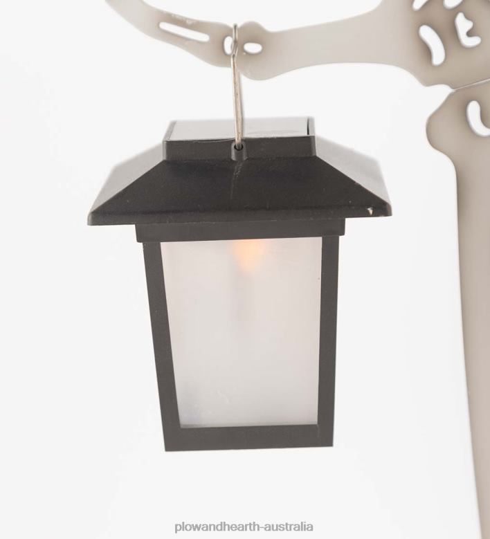 Plow & Hearth Halloween Skeleton Arm Metal Stakes with Solar Lanterns, Set of 2 P22BD133 Yard & Garden