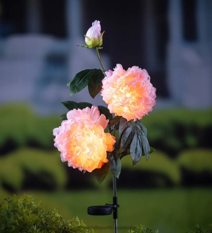 Plow & Hearth Light Pink Peony Solar Garden Stake P22BD257 Yard & Garden