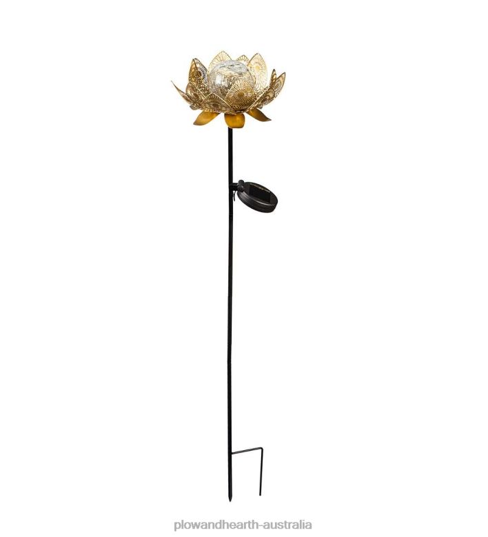 Plow & Hearth Lotus Flower Solar Garden Stake - Gold P22BD305 Yard & Garden