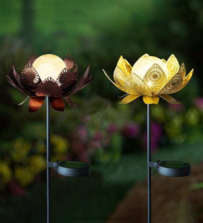 Plow & Hearth Lotus Flower Solar Garden Stake - Gold P22BD305 Yard & Garden