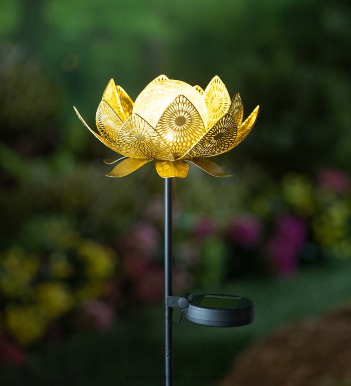 Plow & Hearth Lotus Flower Solar Garden Stake - Gold P22BD305 Yard & Garden