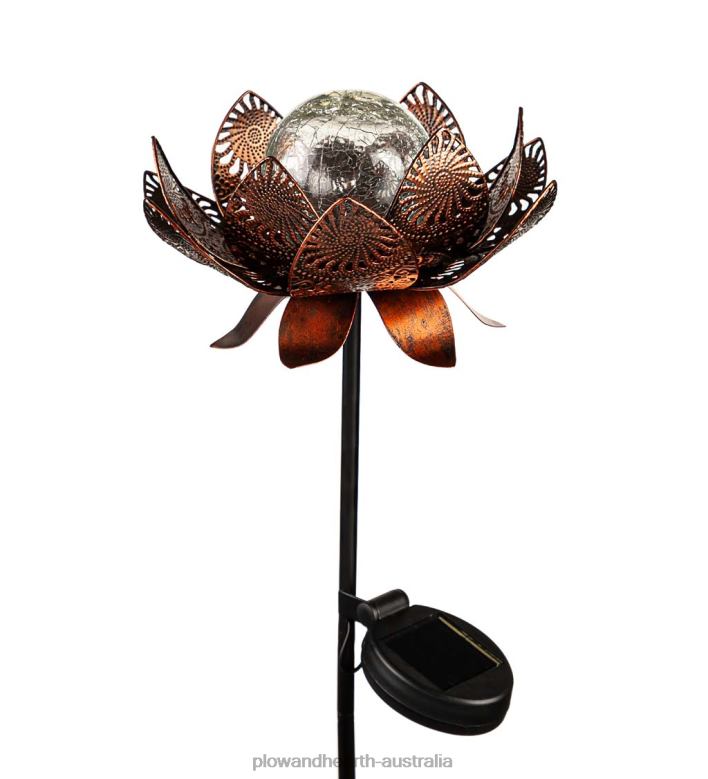 Plow & Hearth Lotus Flower Solar Garden Stake - Gold P22BD305 Yard & Garden