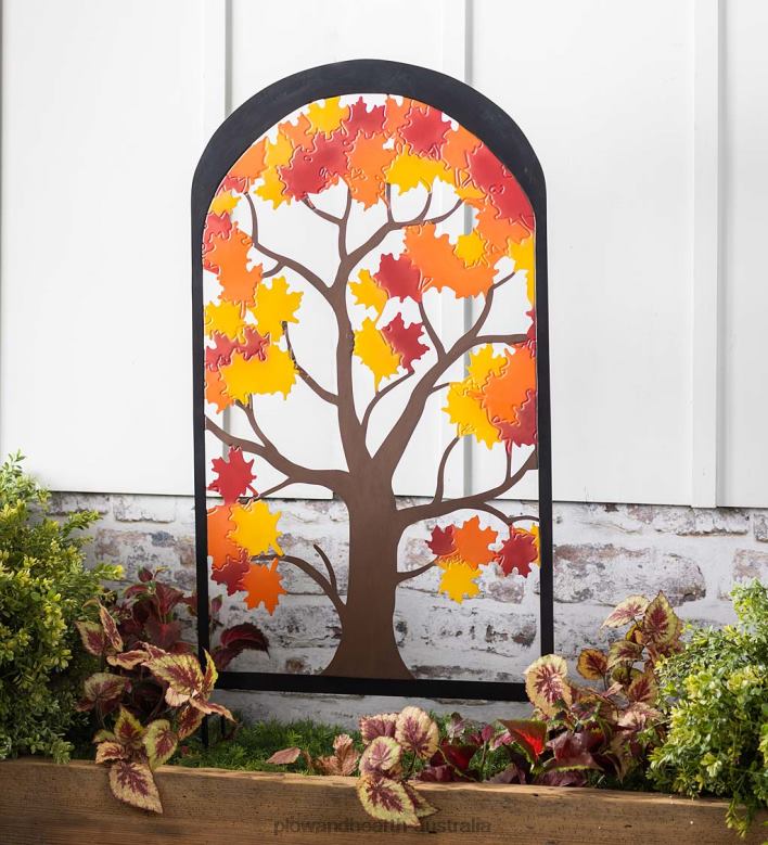 Plow & Hearth Metal Fall Leaves Garden Trellis P22BD438 Yard & Garden