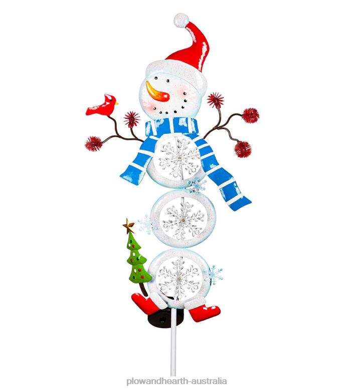Plow & Hearth Snowman Solar Garden Stake - Snowflake P22BD436 Yard & Garden