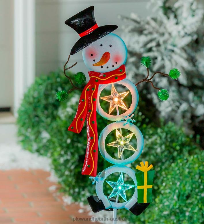 Plow & Hearth Snowman Solar Garden Stake - Snowflake P22BD436 Yard & Garden