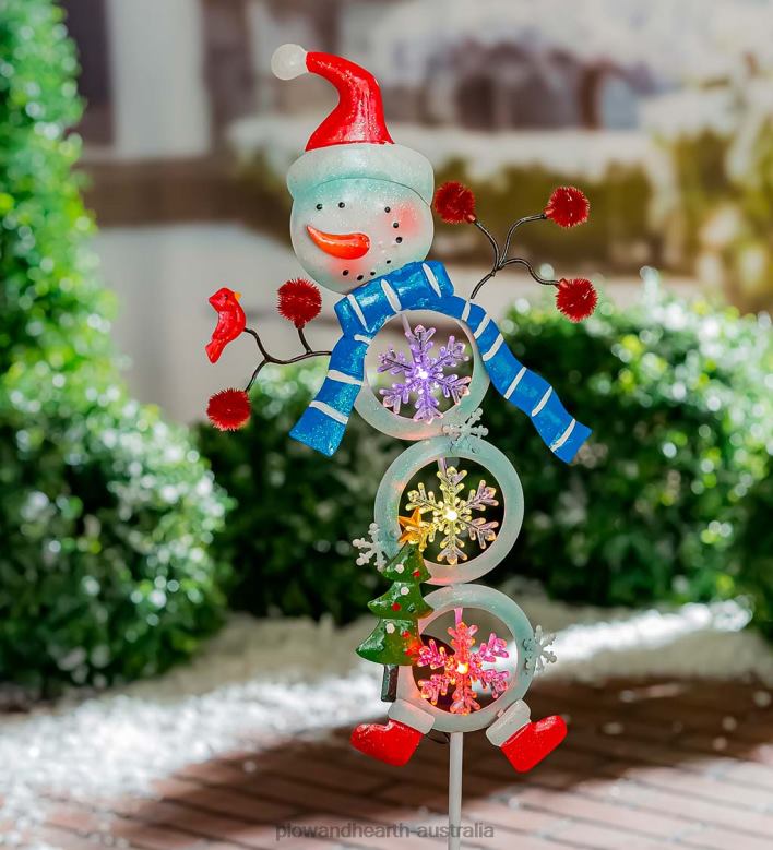 Plow & Hearth Snowman Solar Garden Stake - Snowflake P22BD436 Yard & Garden
