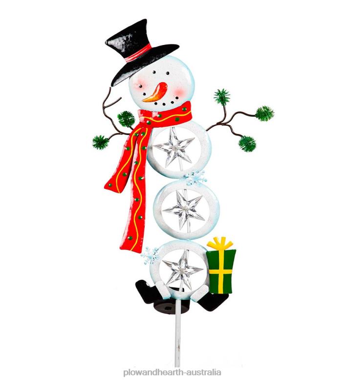 Plow & Hearth Snowman Solar Garden Stake - Snowflake P22BD436 Yard & Garden
