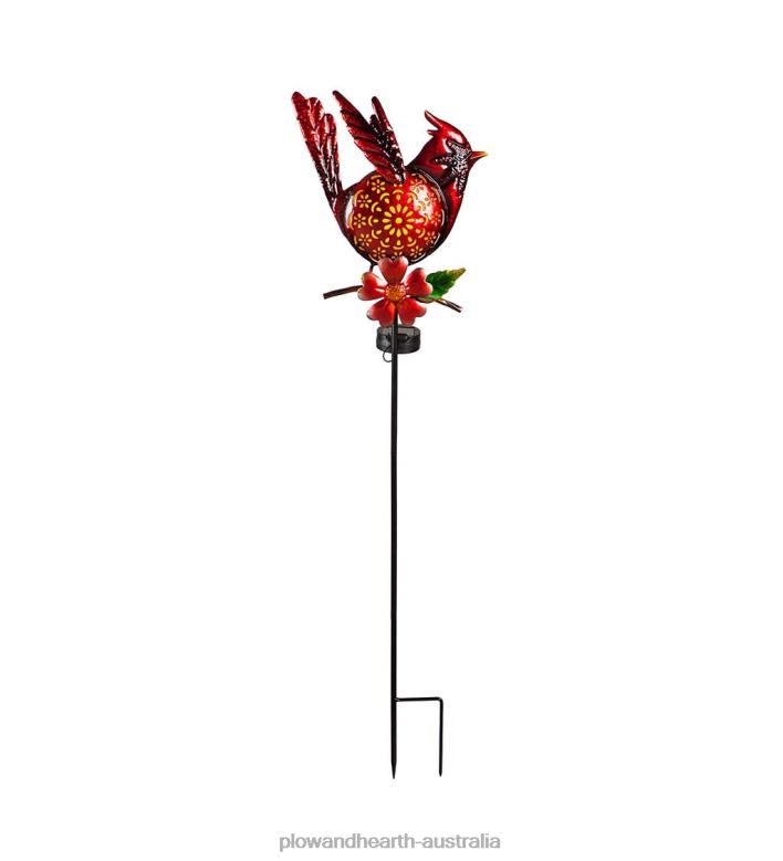 Plow & Hearth Solar Bird Garden Stake - Red P22BD99 Yard & Garden