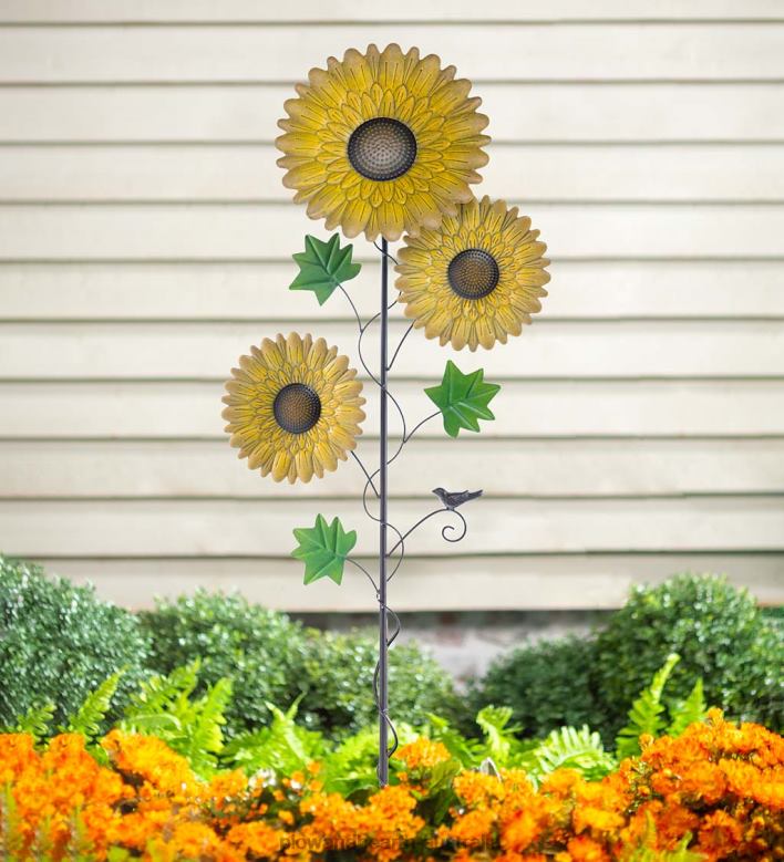Plow & Hearth Sunflower Garden Metal Stake P22BD164 Yard & Garden