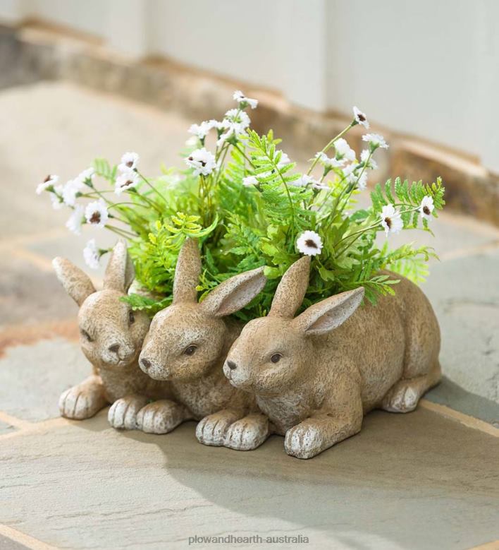 Plow & Hearth Bunny Triplets Planter P22BD414 Yard & Garden