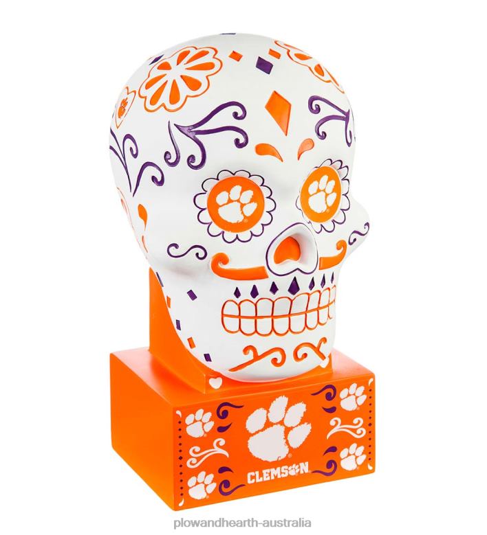 Plow & Hearth Clemson University Sugar Skull Statue P22BD385 Yard & Garden