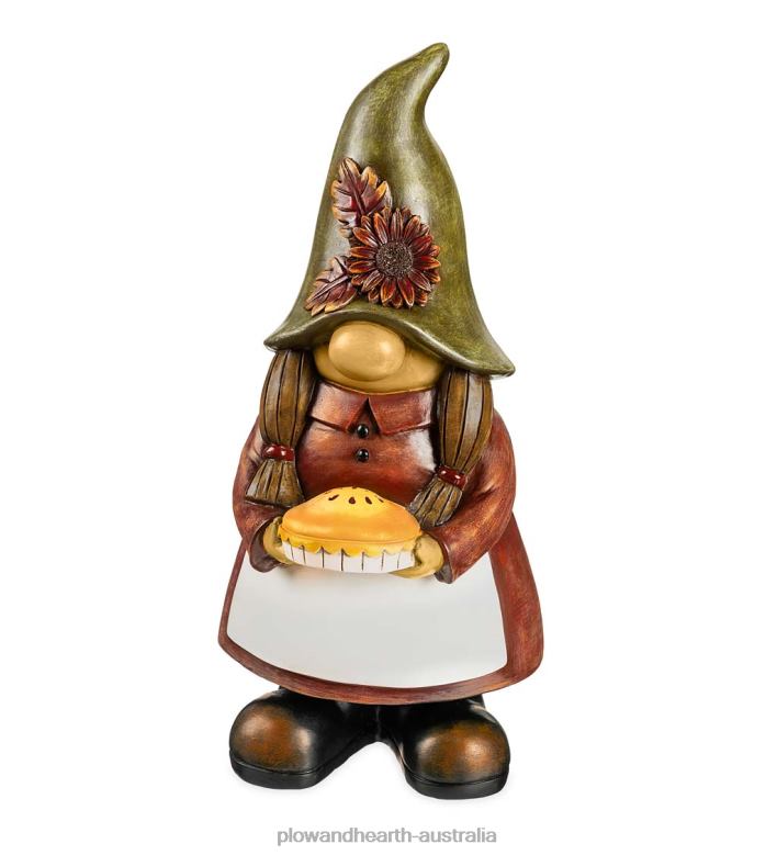 Plow & Hearth Fall Harvest Garden Gnome Statue - Lady with Pie P22BD174 Yard & Garden