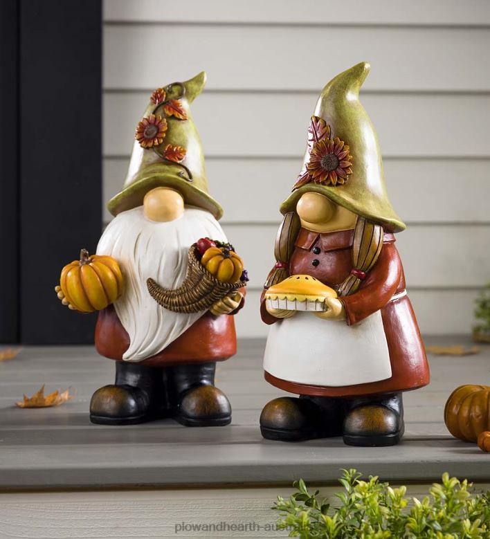 Plow & Hearth Fall Harvest Garden Gnome Statue - Lady with Pie P22BD174 Yard & Garden