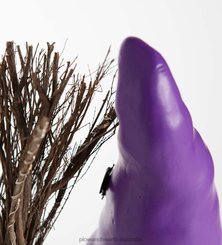 Plow & Hearth Halloween Gnome with Lighted Broom and Color-Changing Beard - Purple P22BD427 Yard & Garden