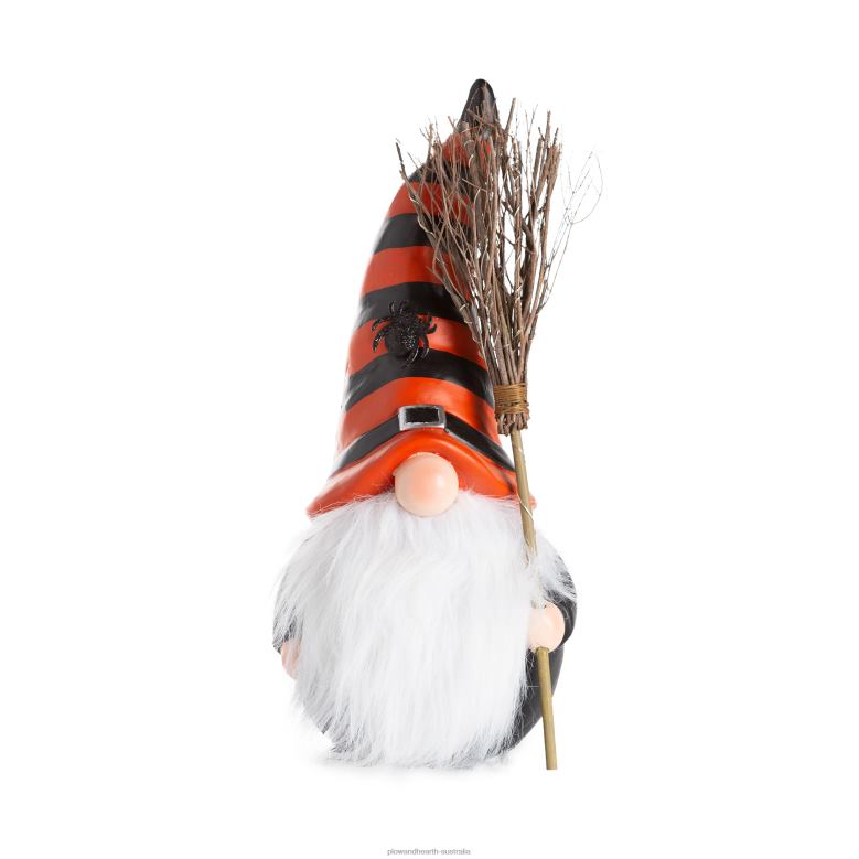 Plow & Hearth Halloween Gnome with Lighted Broom and Color-Changing Beard - Purple P22BD427 Yard & Garden