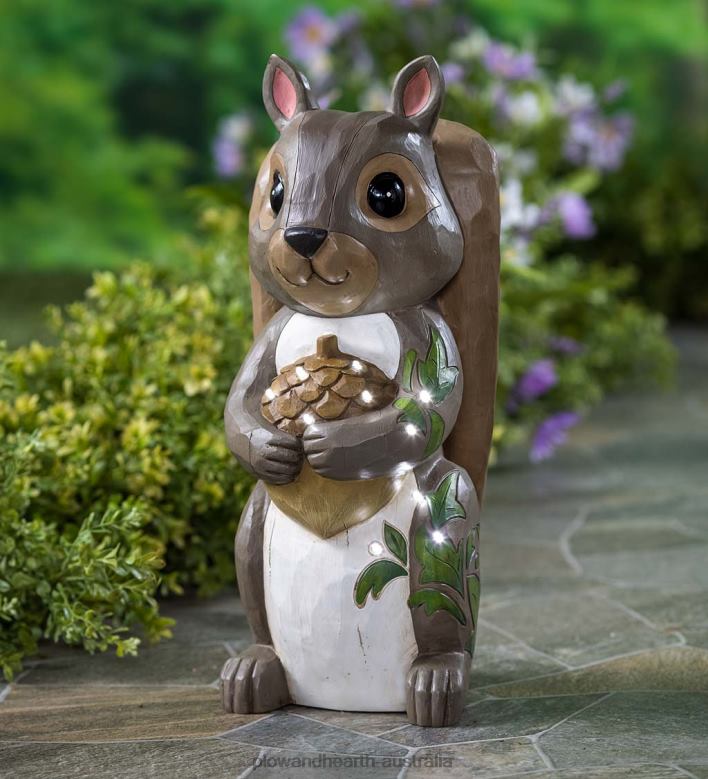 Plow & Hearth Indoor/Outdoor Lighted Squirrel Shorty Statue P22BD123 Yard & Garden