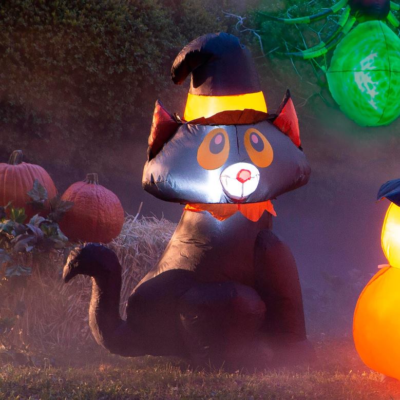 Plow & Hearth Lighted Black Cat Halloween Inflatable P22BD432 Yard & Garden