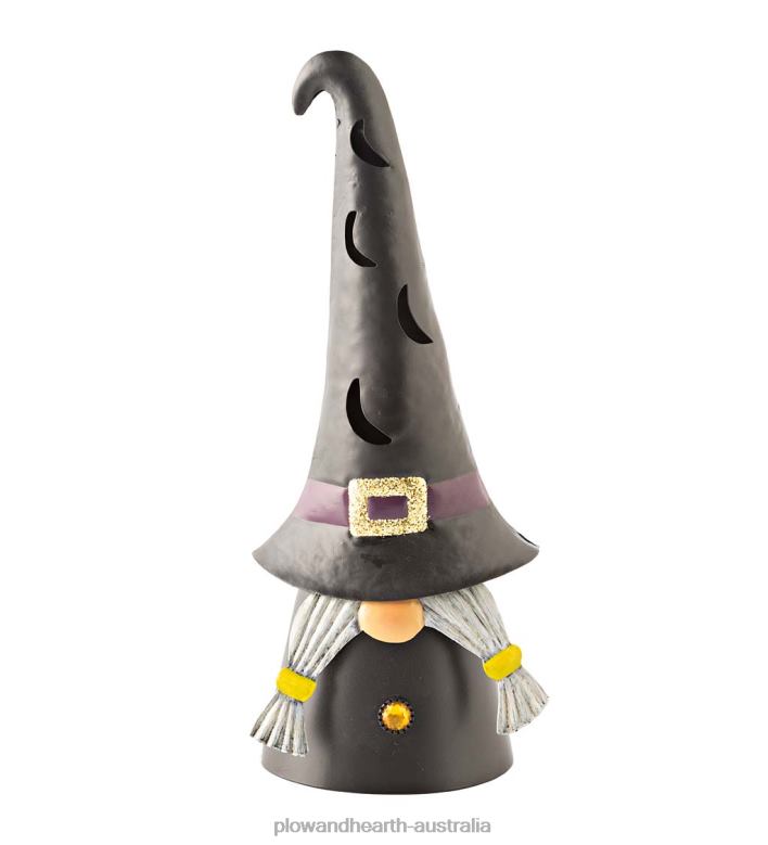 Plow & Hearth Lighted Halloween Witch Gnome - Black P22BD429 Yard & Garden