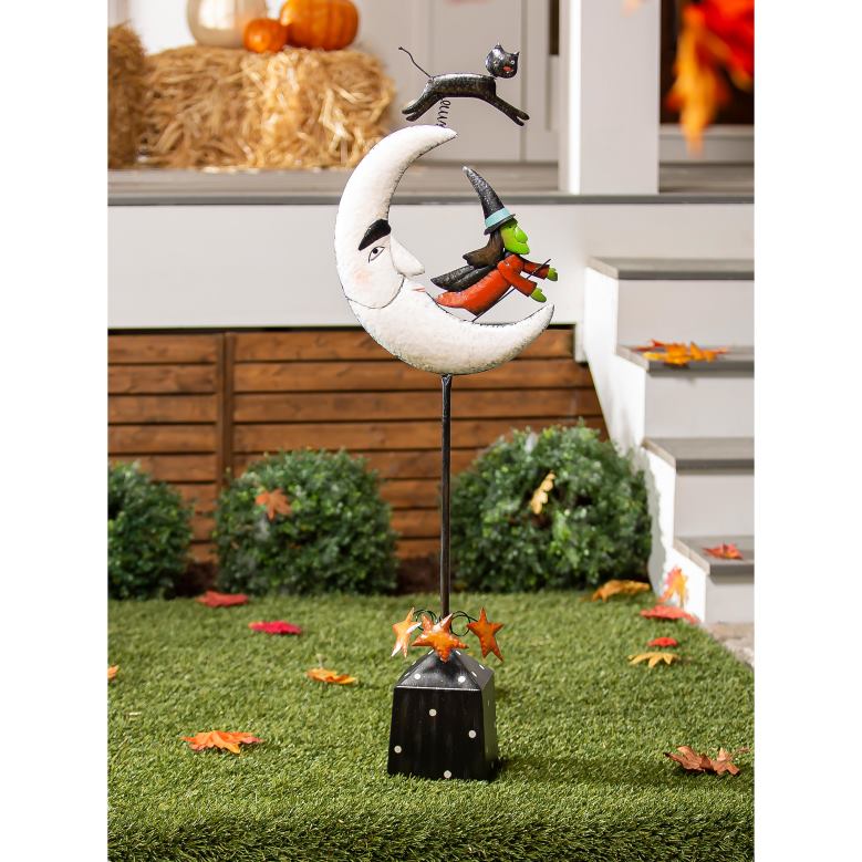 Plow & Hearth Metal Storybook Moon Halloween Statue P22BD426 Yard & Garden