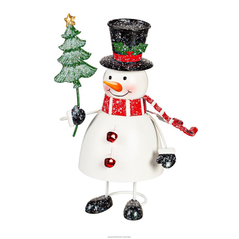 Plow & Hearth Metal Wobble Snowman Statue P22BD154 Yard & Garden
