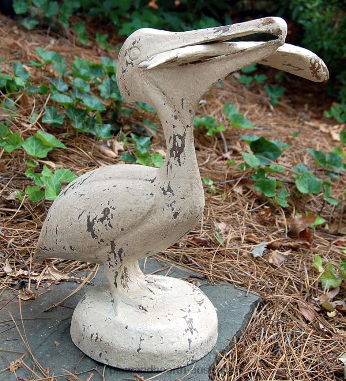 Plow & Hearth Pelican With Fish Statue P22BD379 Yard & Garden