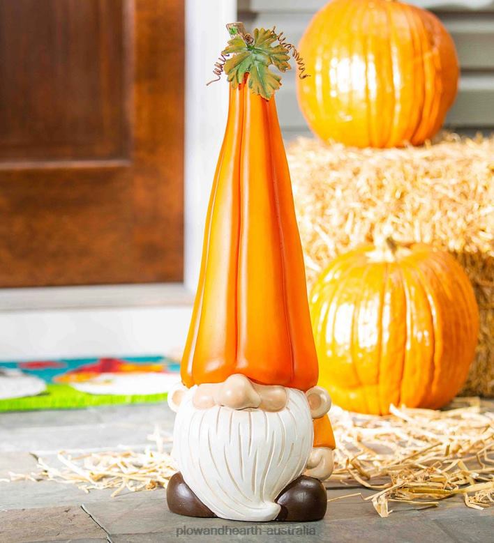 Plow & Hearth Pumpkin Gnome Garden Statue P22BD365 Yard & Garden