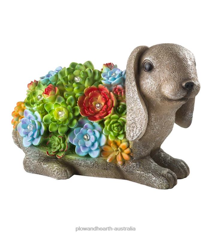 Plow & Hearth Solar Lighted Succulent Resin Animal Garden Statue - Hedgehog P22BD221 Yard & Garden
