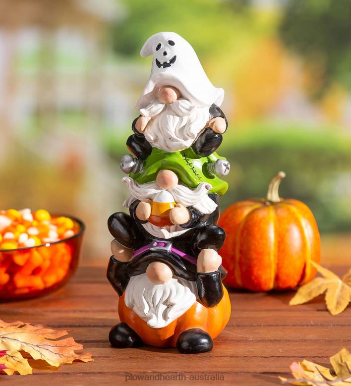 Plow & Hearth Stacked Halloween Gnome Trio P22BD425 Yard & Garden