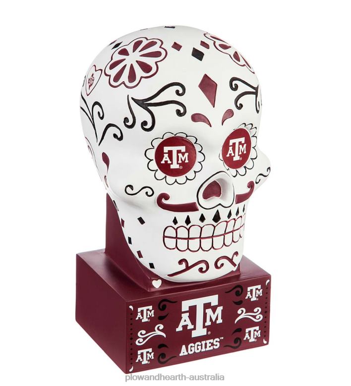 Plow & Hearth Texas A & M Sugar Skull Statue P22BD366 Yard & Garden