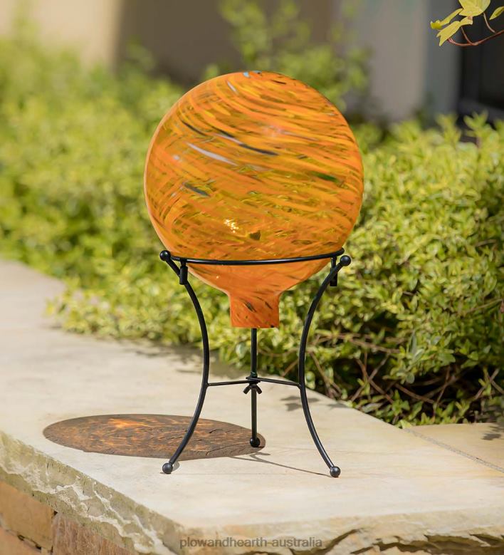 Plow & Hearth Art Glass Swirled Gazing Ball with Stand - Royal Blue P22BD313 Yard & Garden