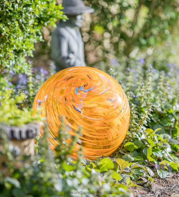 Plow & Hearth Art Glass Swirled Gazing Ball with Stand - Royal Blue P22BD313 Yard & Garden