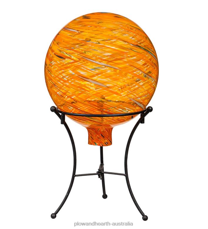 Plow & Hearth Art Glass Swirled Gazing Ball with Stand - Royal Blue P22BD313 Yard & Garden