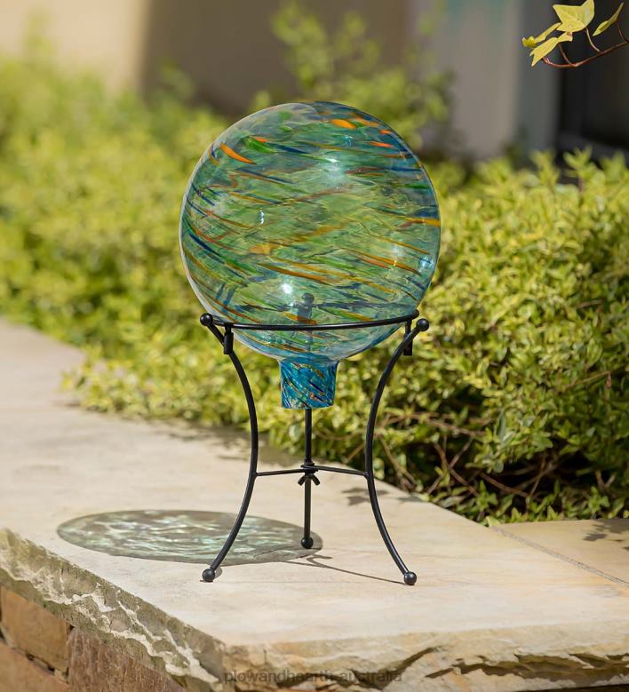 Plow & Hearth Art Glass Swirled Gazing Ball with Stand - Royal Blue P22BD313 Yard & Garden