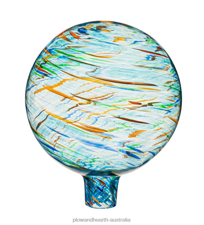 Plow & Hearth Art Glass Swirled Gazing Ball with Stand - Royal Blue P22BD313 Yard & Garden