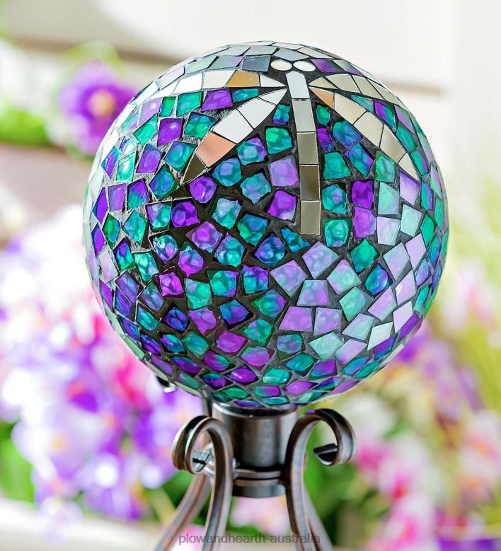 Plow & Hearth Mosaic Dragonfly Glass Gazing Ball P22BD334 Yard & Garden