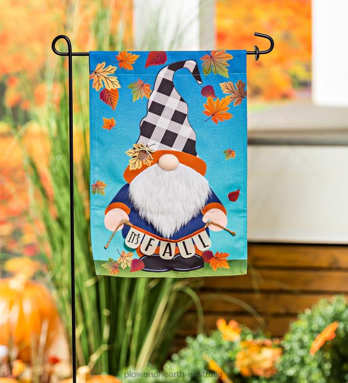 Plow & Hearth Fall Gnome Linen Garden Flag P22BD517 Yard & Garden